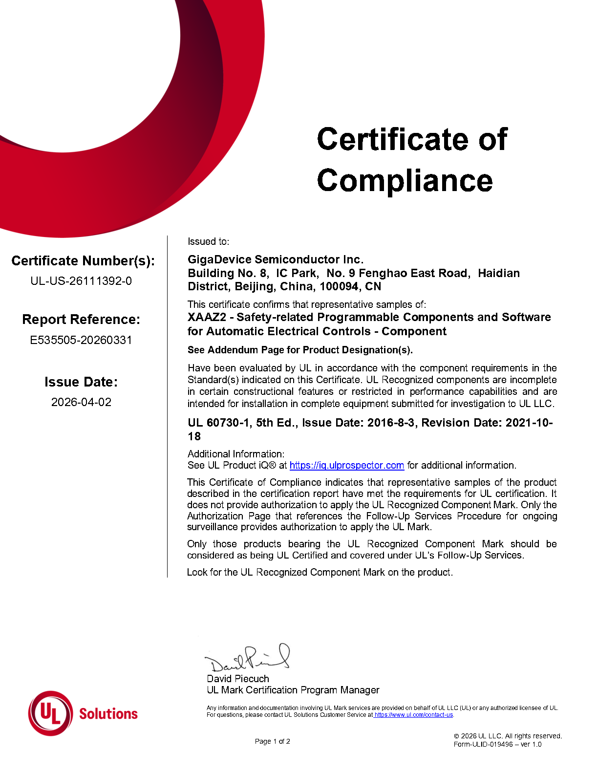 UL60730Certificate_GD32M53x_Page1.png